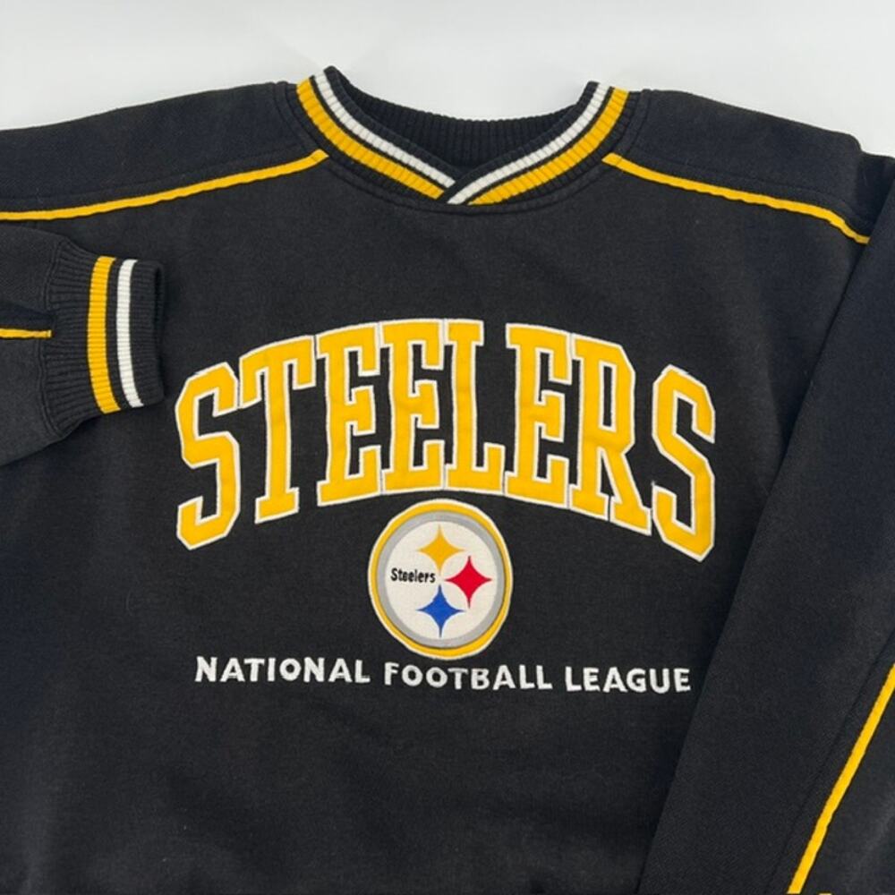 VTG Lee Sport Pittsburgh Steelers Crewneck Sweatshirt Mens XL Black NFL 90s